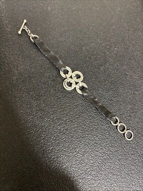 Black Leather and Silver Celtic Knot Bracelet - Women Jewelry